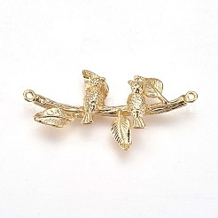 真鍮製リンクコネクター  ニッケルフリー  鳥  18KGP本金メッキ  17x35.5x4.5mm  穴：1mm&nbsp;LS-KK-P153-05G-NF