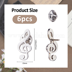 6Pcs Musical Note 304 Stainless Steel Lapel Pin Backs for Backpack Clothes&nbsp;JEWB-FH0003-12P