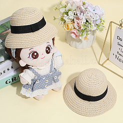 人形用麦わら帽子とポリエステル帽子  トウモロコシの穂の黄色  152x155x90mm&nbsp;DOLL-WH0001-17A