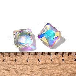 ガラスチャーム  正方形  ABカラー  多面カット  クリアAB  20.5x20.5x7.5mm  穴：1.6mm&nbsp;LS-GLAA-I057-31A