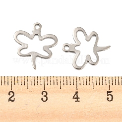 変色しない201ステンレススチールペンダント  バタフライチャーム  ステンレス鋼色  15.3x14x0.8mm  穴：1.2mm.&nbsp;STAS-Z049-04P