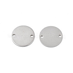 変色しない304ステンレススチールコネクタチャーム  空白タグのスタンプ  フラットラウンド  ステンレス鋼色  16x1mm  穴：1.6mm&nbsp;STAS-N095-116F-01
