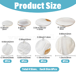 32Pcs 4 Styles Flat Round/Disc Natural Freshwater Shell Pendants&nbsp;SHEL-SC0001-97