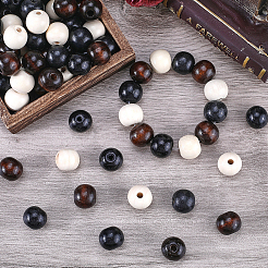 90Pcs 3 Colors Natural Wood European Style Beads&nbsp;OPDL-GF0001-01
