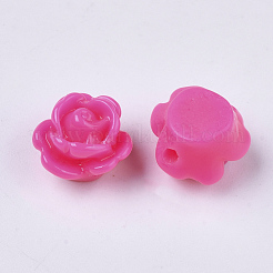 オペーク樹脂ビーズ  花バラ  マゼンタ  9x7mm  穴：1mm&nbsp;X-CRES-B1029-A21