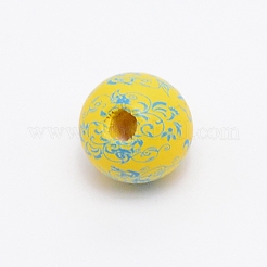 Printed Natural Wood Beads&nbsp;WOOD-TAC0007-60C