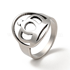 Non-Tarnish 201 Stainless Steel Crown Thick Finger Ring for Women&nbsp;RJEW-G266-39P
