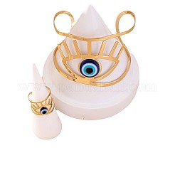 Hollow Out Evil Eye Alloy Resin Cuff Bangles & Cuff Rings & Stud Earrings Sets&nbsp;FS-WG3F92B-01