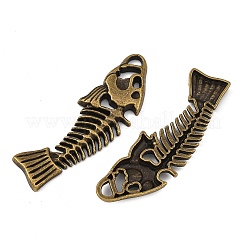 チベット風合金ビッグサイズペンダントトップ  魚の骨  カドミウムフリー＆ニッケルフリー＆鉛フリー  アンティークブロンズ  53x17x4mm  穴：3x4mm  約155個/1000g&nbsp;TIBE-T007-26AB-FF