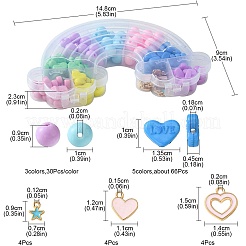 DIY ラウンド & ハート アクリル ビーズ ブレスレット ジュエリー キット  合金エナメルチャーム付き  ミックスカラー  10x13.5x4.5mm  穴：1.8mm&nbsp;DIY-FS0006-28