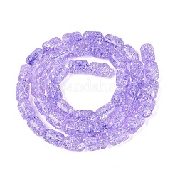 透明クラックルガラスビーズ連売り  コラム  ミディアムスレートブルー  9~9.5x6~6.5mm  穴：1~1.2mm  約43個/連  15.55~15.75''（39.5~40センチメートル）&nbsp;GLAA-NH0001-04-A07