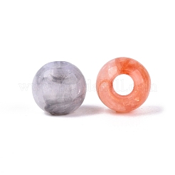 ツートンカラーのクラックルアクリル製ヨーロピアンビーズ  ラウンド  大穴ビーズ  ミックスカラー  13.5~14mm  穴：5mm  約384個/500g&nbsp;OACR-Q200-05