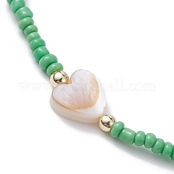 5Pcs 5 Colors Natural Shell Heart & Seed Braided Bead Bracelets Set&nbsp;BJEW-JB10039-03