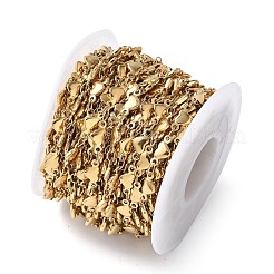 304ステンレススチールリンクチェーン  ハンダ付け  スプールで  イオンプレーティング（ip）  ハート  18KGP本金メッキ  10x4.5x1.5mm  約32.81フィート（10m）/ロール&nbsp;CHS-L030-10G