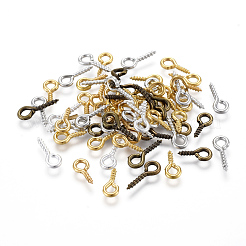 アイアンスクリューアイピンヒートンキャップ  DIYジュエリー作りの工芸品  ミックスカラー  8~10x4x1mm  穴：2mm  約235~265個/20g&nbsp;IFIN-X048-M
