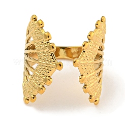Ion Plating(IP) 304 Stainless Steel Fan Shape Open Cuff Ring for Women&nbsp;RJEW-A043-18G