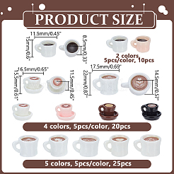 55個 11スタイル 樹脂コーヒーミニチュアオーナメント  ガーデンドールハウスアクセサリー  ミックスカラー  15~22x11.5~17.5x8.5~14.5mm  5個/スタイル&nbsp;DOLL-AR0001-01