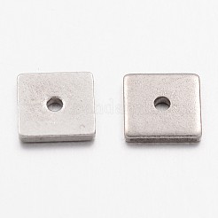 変色しない304ステンレススチールスペーサービーズ  正方形  ステンレス鋼色  5x5x0.8mm  穴：1.2mm&nbsp;X-STAS-E134-5mm-19P