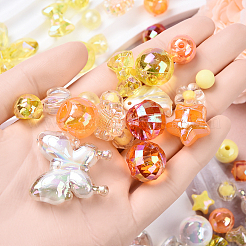 60g2色アクリルビーズ  混合図形  ミックスカラー  7~36.5x7~36.5x5.5~36.5mm  穴：1.8~4.5mm  約18個/30g  30 G /カラー&nbsp;MACR-YW0003-36C