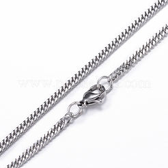変色しにくい304ステンレススチールカーブチェーンネックレス  カニカン付き  ステンレス鋼色  19.7インチ（50cm）  2.5mm&nbsp;LS-NJEW-P147-03P