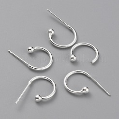 ブラス Cシェイプ フープ サークル ボール スタッド ピアス  ミックスカラー  12x18x2.8mm  ピン：0.8mm&nbsp;KK-O131-07