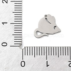 ステンレススチールチャーム201個  レーザー切断  マウスチャーム  変色防止  ステンレス鋼色  9.5x11.5x1mm  穴：1mm&nbsp;STAS-S174-10P