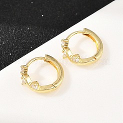 クラウンブラスマイクロパヴェクリアキュービックジルコニアフープピアス  18KGP本金メッキ  11.5x13x5mm&nbsp;EJEW-D348-20G