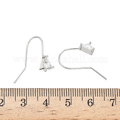 真鍮マイクロパヴェクリアキュービックジルコニアトライアングルピアスフック  カン付き  プラチナメッキ  24x7mm  穴：0.8mm  ピン：0.8mm&nbsp;KK-L254-11P