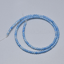 天然石ホワイトジェイドビーズ連売り  染め  ラウンド  ドジャーブルー  3mm  穴：0.5mm  約130個/連  16.3インチ&nbsp;G-S266-3mm-14A