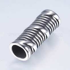 304ステンレスチューブビーズ  大穴ビーズ  アンティークシルバー  23x9.5x9mm  穴：6mm&nbsp;STAS-I076-081AS