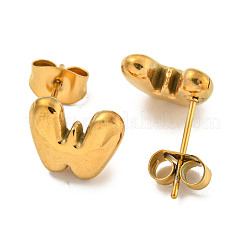 Chunk Letter 304 Stainless Steel Stud Earrings for Women&nbsp;EJEW-G386-01W-G
