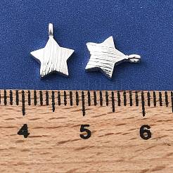 スターリングシルバーのテクスチャードスターチャーム925個  スタンプ925個付き  銀  10x7.5x2mm  穴：1.2mm&nbsp;STER-K188-09A-S