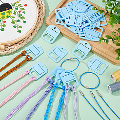 アクリル糸巻きボビン30個  糸巻き板  クロスステッチ刺繡用綿糸クラフトDIY縫製収納  ステンレス鋼ワイヤーキーホルダークラスプ6個付き。  ライトスカイブルー  ボード：50x39.5x2mm  穴：5mm  クラスプ：150x2mm&nbsp;FIND-PH0018-62A-01
