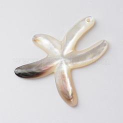 海シェルペンダント  ヒトデ/海星  グレー  38~40x27.5~30x1.5~3mm  穴：1.4~1.6mm&nbsp;X-SSHEL-Q297-56