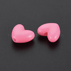 不透明なポリスチレン（ps）プラスチックビーズ  ハート  ミックスカラー  9.5x11x5mm  穴：2mm&nbsp;X-KY-I004-20