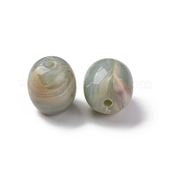 アクリルビーズ  模造寿山ビーズ  オーバル  ダークシーグリーン  15x13.5mm  穴：2mm  約：284個/ 500 G&nbsp;OACR-Z025-11