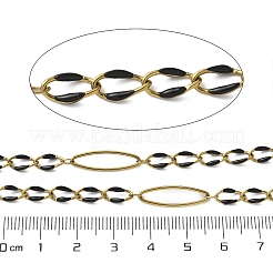 304ステンレススチールエナメルリンクチェーン  ハンダ付け  スプールで  イオンプレーティング（ip）  ブラック  20x6x1mm&nbsp;CHS-U003-01G-12