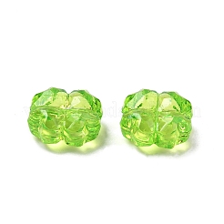 透明なアクリルビーズ  クローバー  多面カット  芝生の緑  13x13x6.5mm  穴：1.5mm  約833個/500g&nbsp;SACR-F016-03A