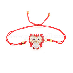 Fashion Owl Glass Seed Bead Link Adjustable Bracelets&nbsp;VY0389-2