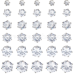 1 Set Minimalist Zirconia Stud Earrings in Stainless Steel&nbsp;EJEW-BBC0002-03