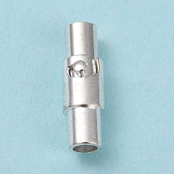 真鍮製ロッキングチューブマグネットクラスプ  コラム  銀  15x4mm  穴：2.8mm&nbsp;LS-X-MC079-S