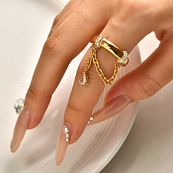 304 Stainless Steel Micro Pave Clear Cubic Zirconia Finger Rings&nbsp;FS-WGB0E10-02