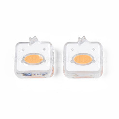 透明なアクリルビーズ  エナメル  アヒルと正方形  ホワイトスモーク  24x23x8mm  穴：3mm&nbsp;ACRC-S039-09G