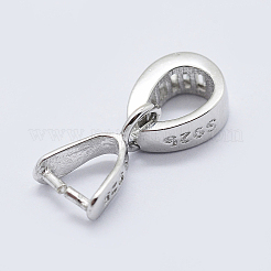 Anti-Tarnish Rhodium Plated 925 Sterling Silver Cubic Zirconia Pendant Bails&nbsp;STER-E054-08P