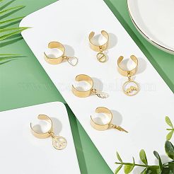 DIYチャームカフリング作りキット  ステンレス鋼のオープン リングパーツを含む  ハート、葉、稲妻、ピースサイン真鍮、合金、304ステンレススチールペンダント、リンクコネクター  ゴールドカラー  32個/箱&nbsp;DIY-UN0003-67