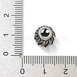 304ステンレススチールヨーロピアンビーズ  大穴ビーズ  ロンデル  アンティークシルバー  10.5x10mm  穴：4mm&nbsp;STAS-H238-09A-AS