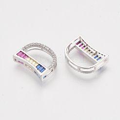Brass Cubic Zirconia Slide Charms&nbsp;ZIRC-S063-01D-P