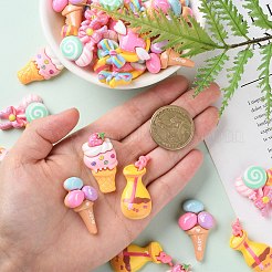 40 個 5 スタイルデザートテーマ不透明樹脂カボション  模造食品  ハート＆ボトル＆アイスクリーム＆キャンディーシェイプ  ミックスカラー  31~36.5x17~30x6.5~8mm  8個/スタイル&nbsp;RESI-CJ0003-03