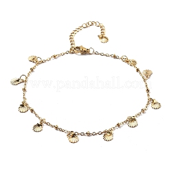 Summer Beach 304 Stainless Steel Shell Shaped Charm Anklets for Women&nbsp;AJEW-AN00658
