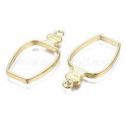 ラックメッキ合金瓶オープンバックベゼルペンダント  UVレジンDIY用  エポキシ樹脂  プレスジュエリー  中空  カドミウムフリー＆ニッケルフリー＆鉛フリー  ゴールドカラー  42x22.5x3.5mm  穴：3mm&nbsp;PALLOY-S047-31E-FF